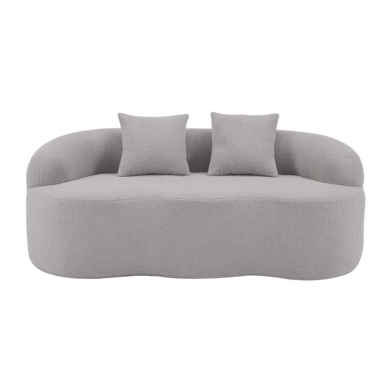 Grey Curved Loveseat Sofa with Round Armrest, No Assembly