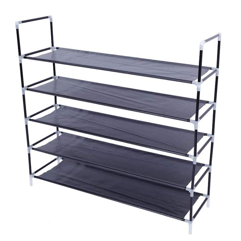 5-Tier Shoe Rack Shoe Storage Organizer Space Saving Stackable - Black