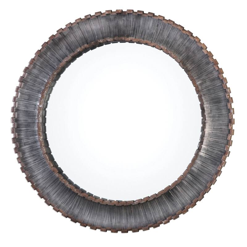 Uttermost Tanaina 46" Round Rustic Urban Sunburst Inspired Large Wall - Metallic Silver