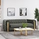 preview thumbnail 1 of 32, Keyser Modern Glam Tufted Velvet 3 Seater Sofa by Christopher Knight Home - 83.75" L x 34.50" W x 27.25" H Gray + Gold