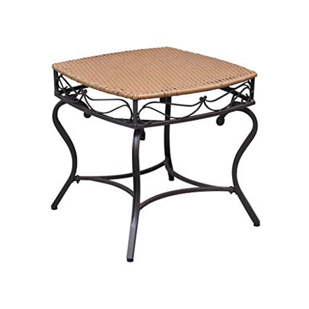 Baroque Side Table - Resin Steel Patio Table - 22W x 21H x 22L - Weather Resistant Outdoor Table - 13