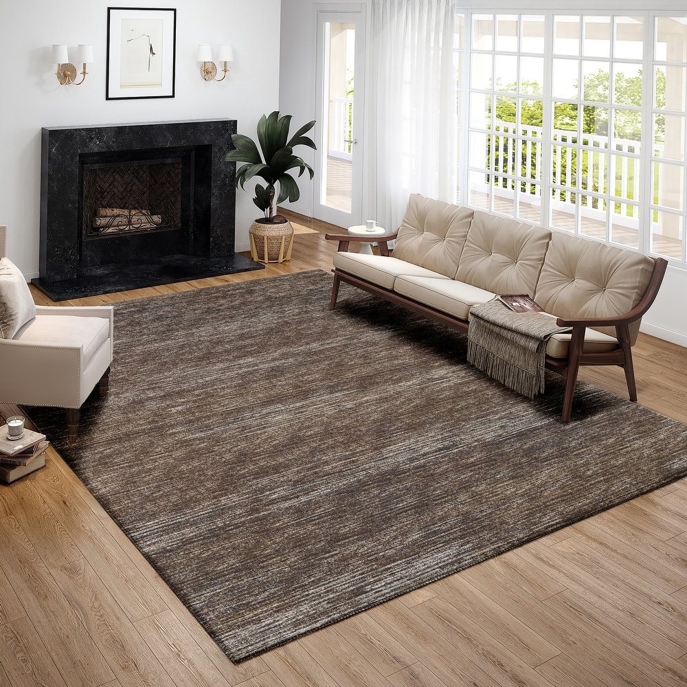 Indoor/ Outdoor Marston Dynamic Transitional Striped Washable Area Rug