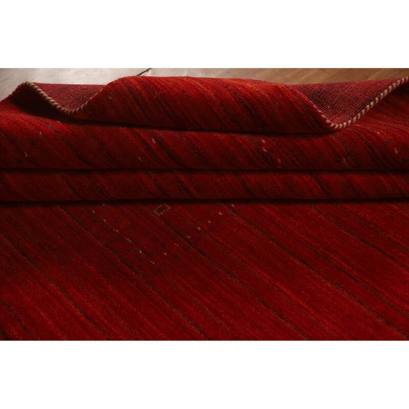 Hand Knotted Oriental 100% Wool Carpet Tribal Tribal Red Gabbeh Area Rug - 9' 5'' X 8' 1''