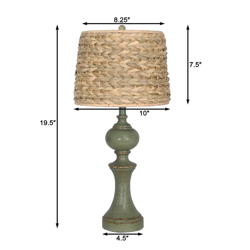 Poly Rattan Table Lamp with Weaved Grass Shade