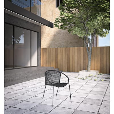 Set of Two 25" Black Metal Outdoor Dining Chair