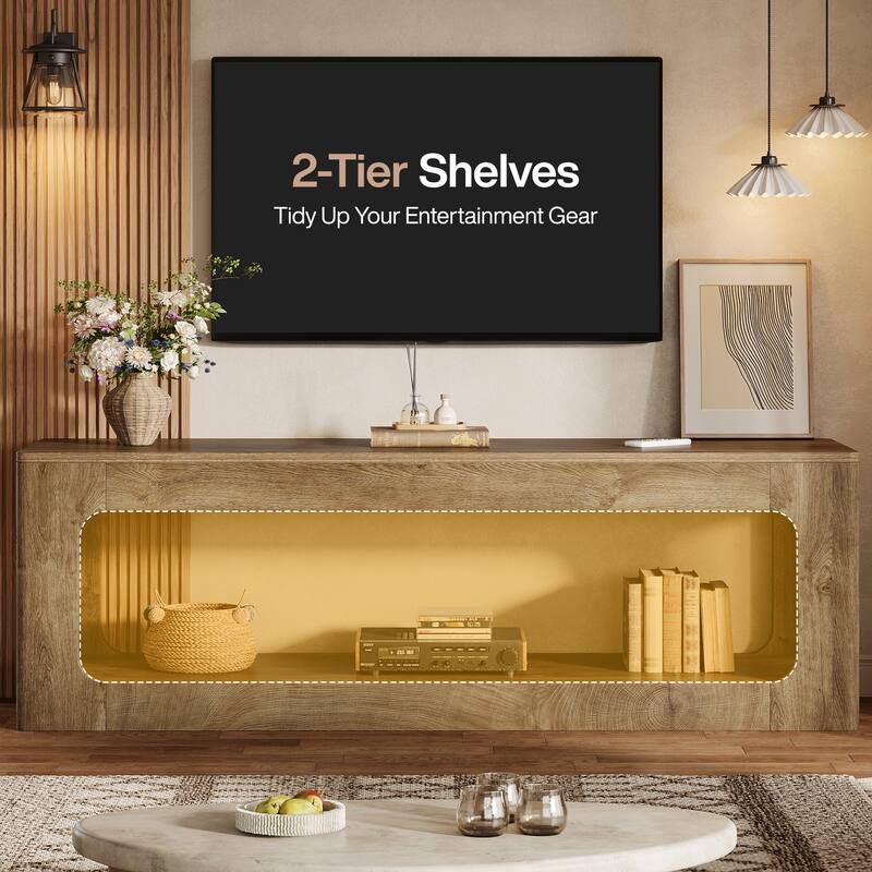 63" TV Stand with Storage, Entertainment Center Television Media Console Table for 55/60/65/75-Inch TVs Living Room Bedroom