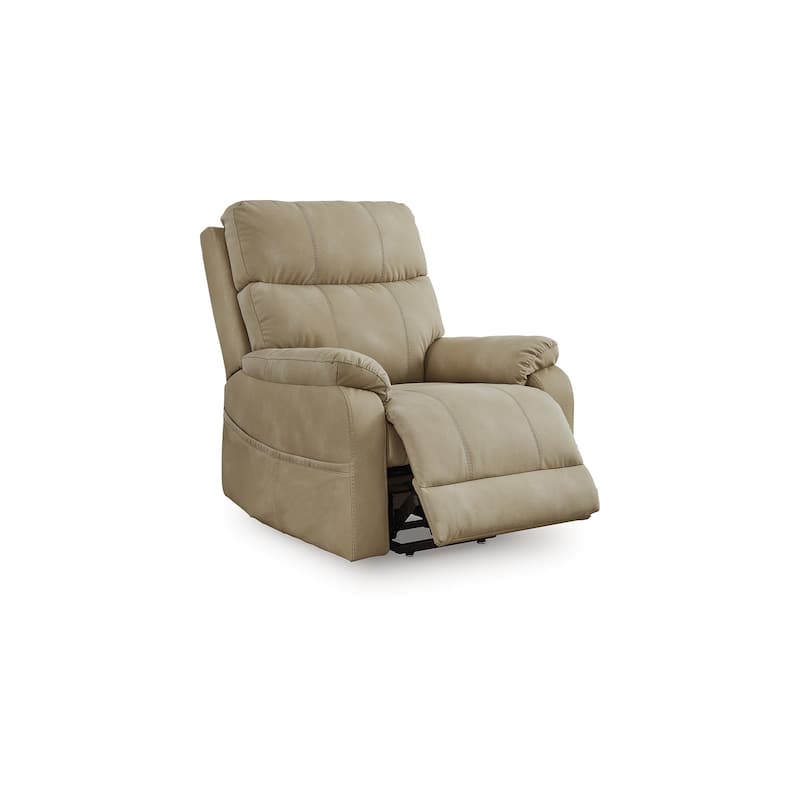 Corbin Power Lift Recliner Chair, Sand Faux Leather, Pillow Top Arms