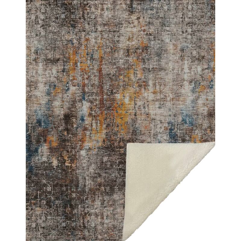 Premium Machine Washable Modern Abstract Sherpa Throw Blanket