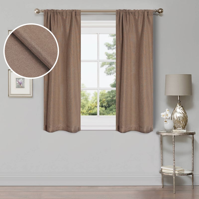 Superior Linen Washable Room Darkening Curtains, Set of 2 Panels - 26" x 63" - Acorn