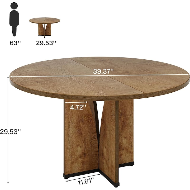 39.4-inch Wood Round Kitchen/Dining Table for 4 People Dining/Living Room