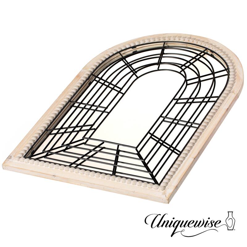 Arched Large 39.37 x 27.56 in Rustic Window Metal Mirror, Windowpane Shaped Decoration Farmhouse Big Wall Mounted Mirrors Decor