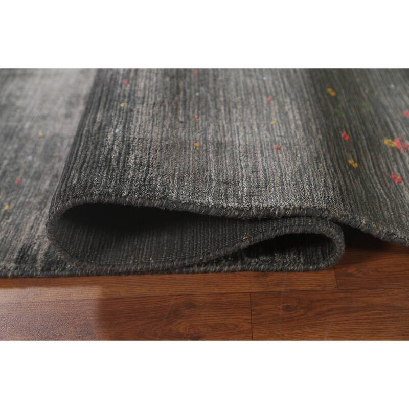 Gray & Green Gabbeh Oriental Area Rug Handmade Wool Carpet - 7'9"x 9'9"