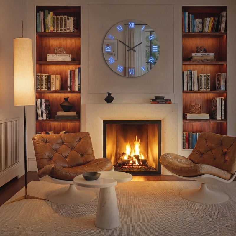 3-Color RGB Backlight Round Mirror Wall Clock