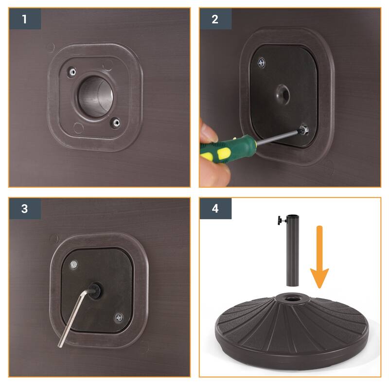 LIVOOSUN 57-90lbs Dark Brown HDPE Plastic Patio Market Umbrella Base