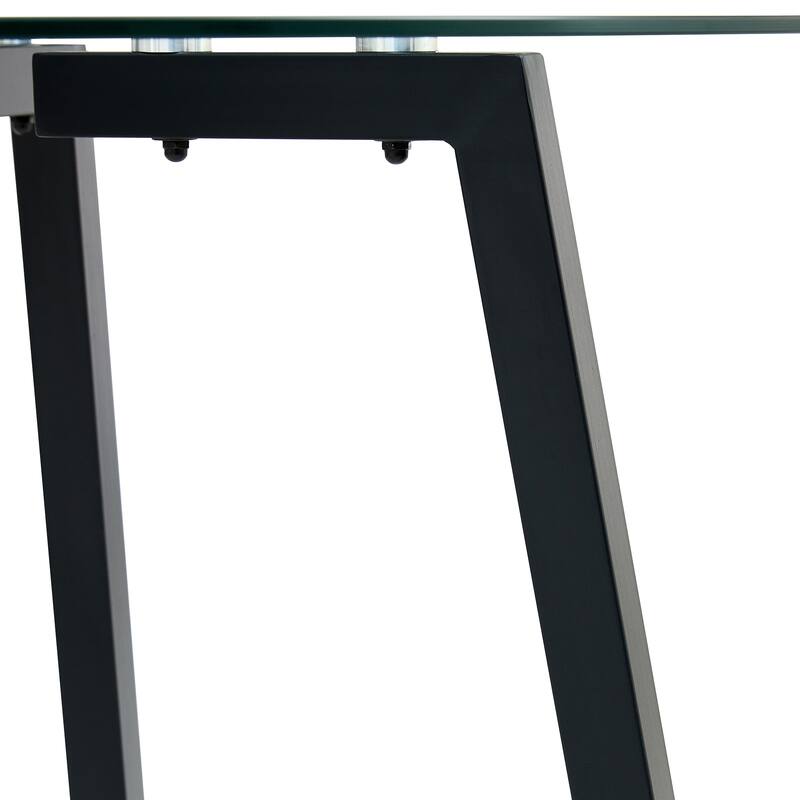 Modern Coffee Table, Round Clear Tempered Glass Table with Black Metal Legs Small Center Table End Table for Living Room