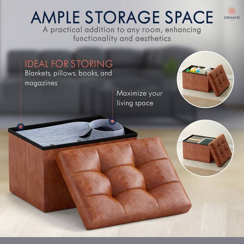 Small Foldable Rectangle Storage Ottoman