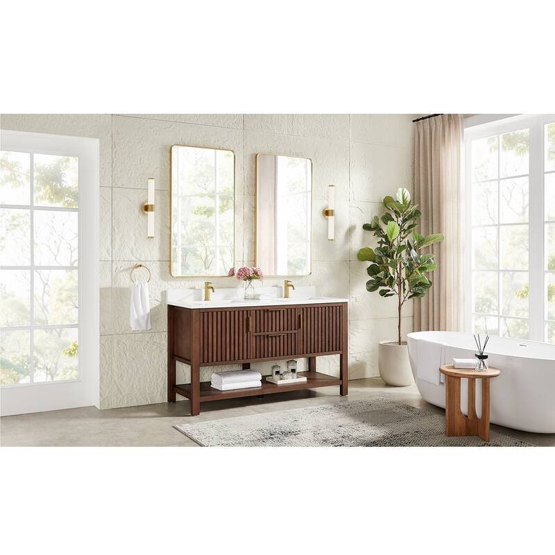 Tehran Bath Vanity with Composite Stone Top without Mirror