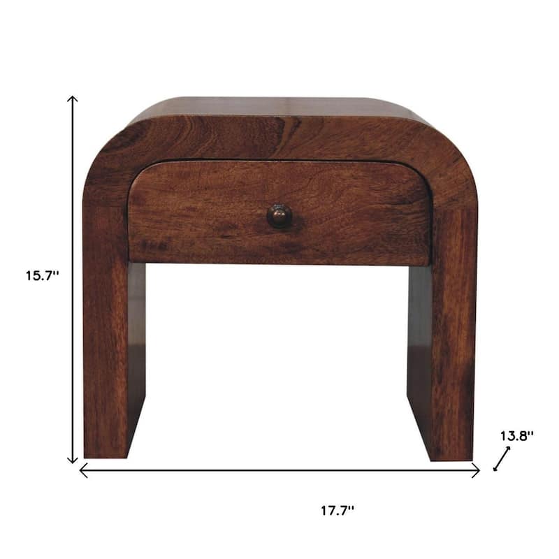HomeRoots 16" Brown Solid Wood One Drawer Arched Nightstand