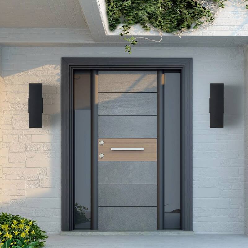 2-Pack Outdoor Wall Sconce, Modern Up and Down Weatherproof Wall Light, Black Aluminum Exterior Wall Mount Light Fixture