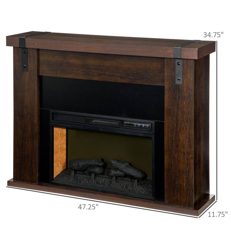 28/32/35/48" Electric Fireplace Mantel Heater w/ LED Flame Remote Timer Dark Oak/Brown/White