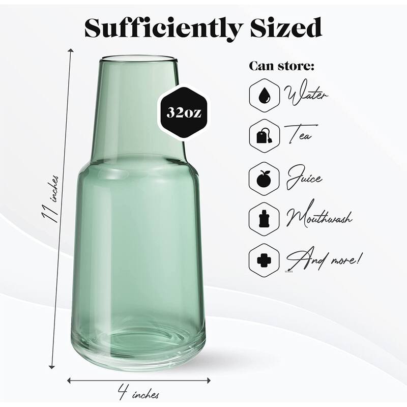 American Atelier Bedside Water Carafe with Footed Glass/Lid