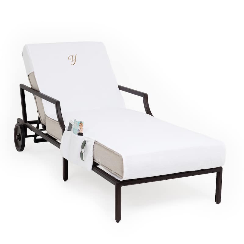 Authentic Hotel and Spa Personalized Standard Size Chaise Lounge Cover with Side Pockets - Y