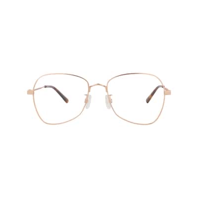 McQ Alexander McQueen Square-Frame Metal Optical Frames, Transparent Lens, Matte Rose Gold Frame