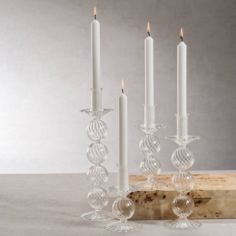 Sabadell Swirl Glass Taper Candle Holders, Set of 2