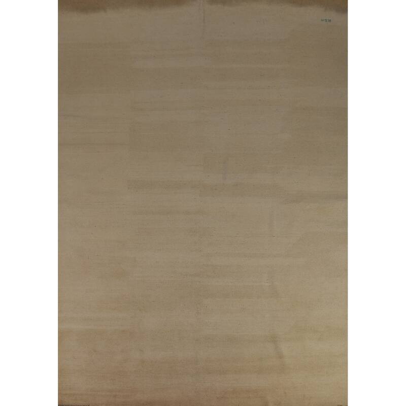 Hand Knotted Oriental 100% Wool Carpet Modern Solid Beige & Ivories Gabbeh Area Rug - 11' 11'' X 8' 8''