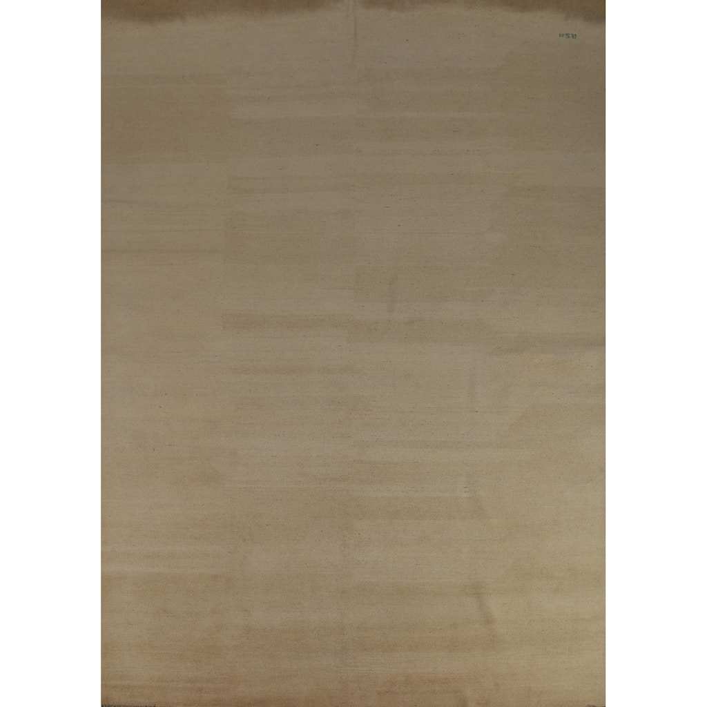 Hand Knotted Oriental 100% Wool Carpet Modern Solid Beige & Ivories Gabbeh Area Rug - 11' 11'' X 8' 8''