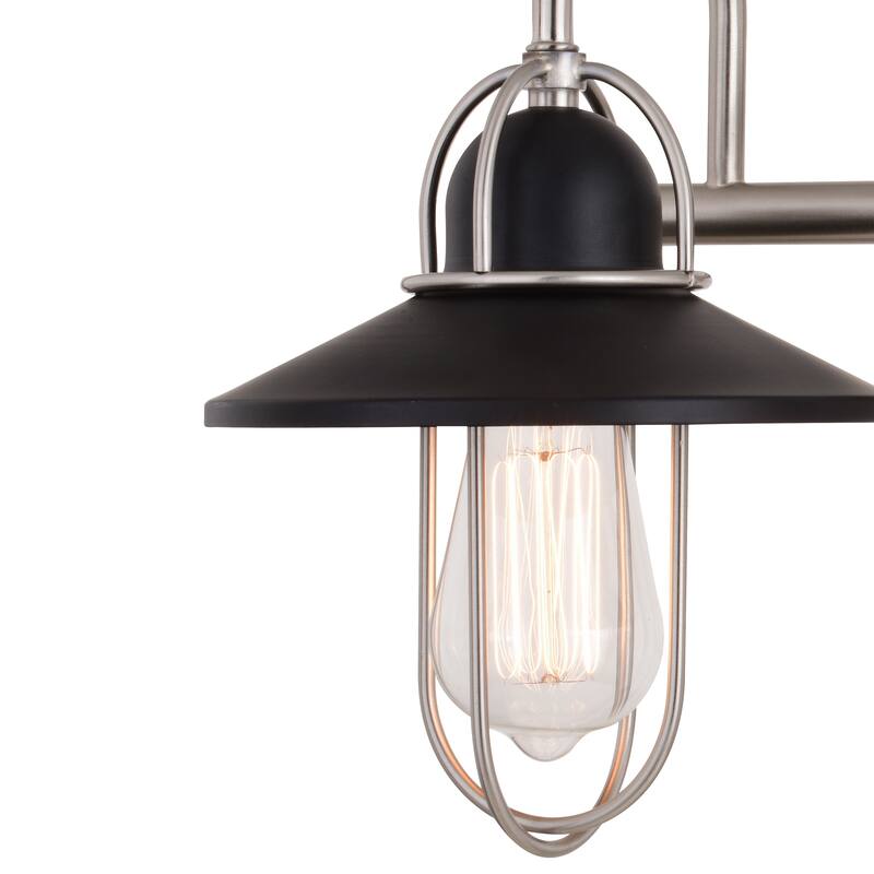 VAXCEL Galena Matte Black and Satin Nickel Nautical Coastal Bathroom Vanity Lighting Fixture, Steel Cage Wall Sconce