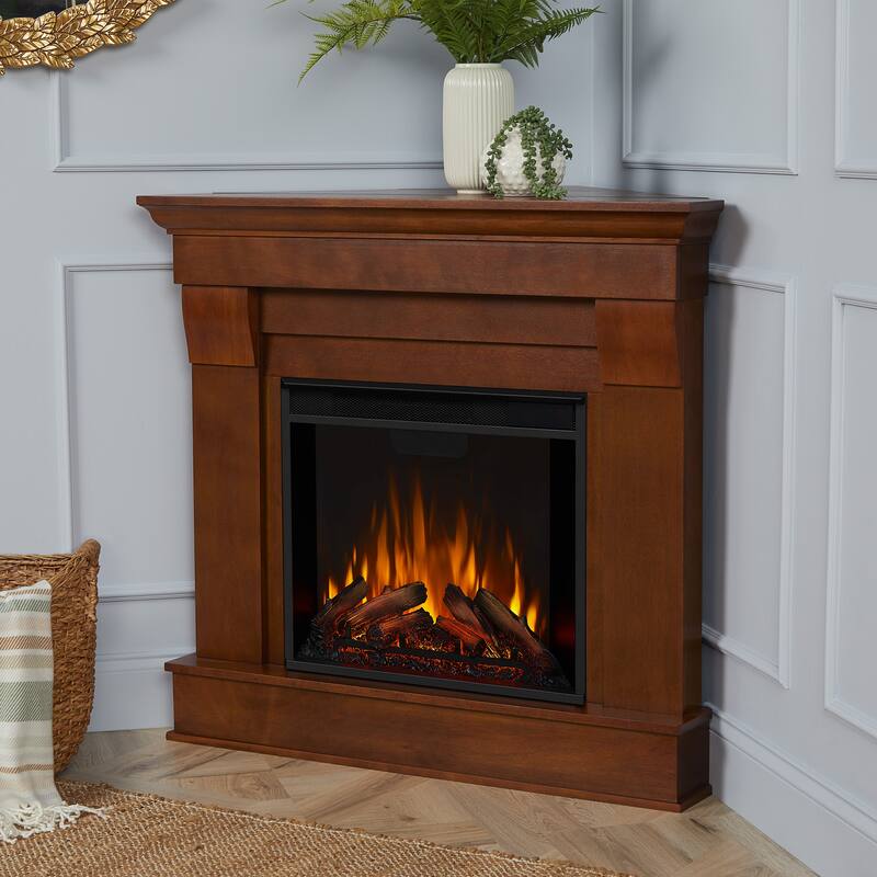 Chateau 41" Espresso Finish Electric Corner Fireplace bt Real Flame