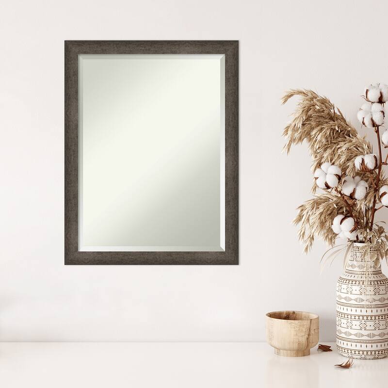 Dappled Narrow Beveled Wood Framed Wall Mirror