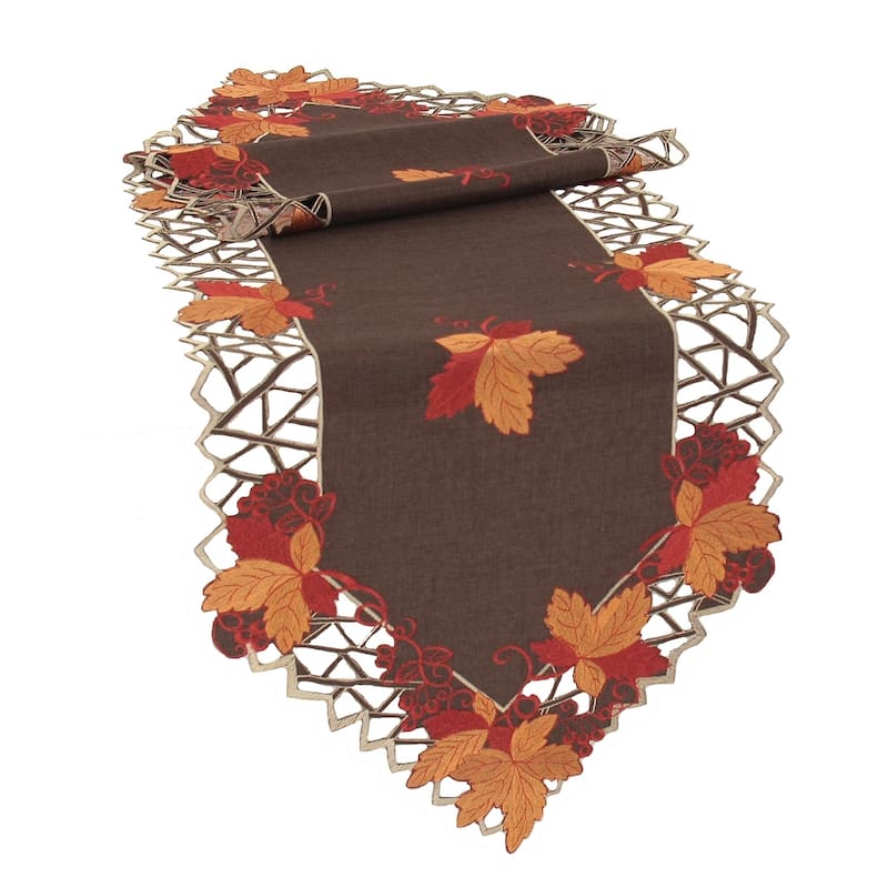 Embroidered Cutwork Fall Table Runner - 15" x 54"