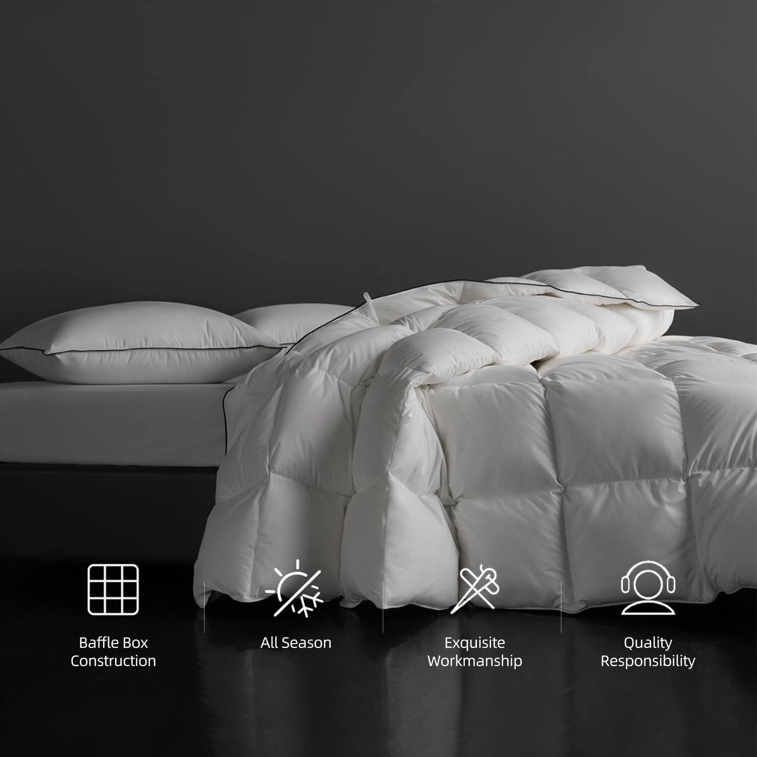 Luxurious Goose Down Fiber Comforter, Fluffy Duvet Insert, Hotel