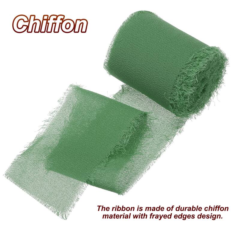 4 Rolls 1.5 Inch x 5 Yard Handmade Fringe Silk Chiffon Ribbon