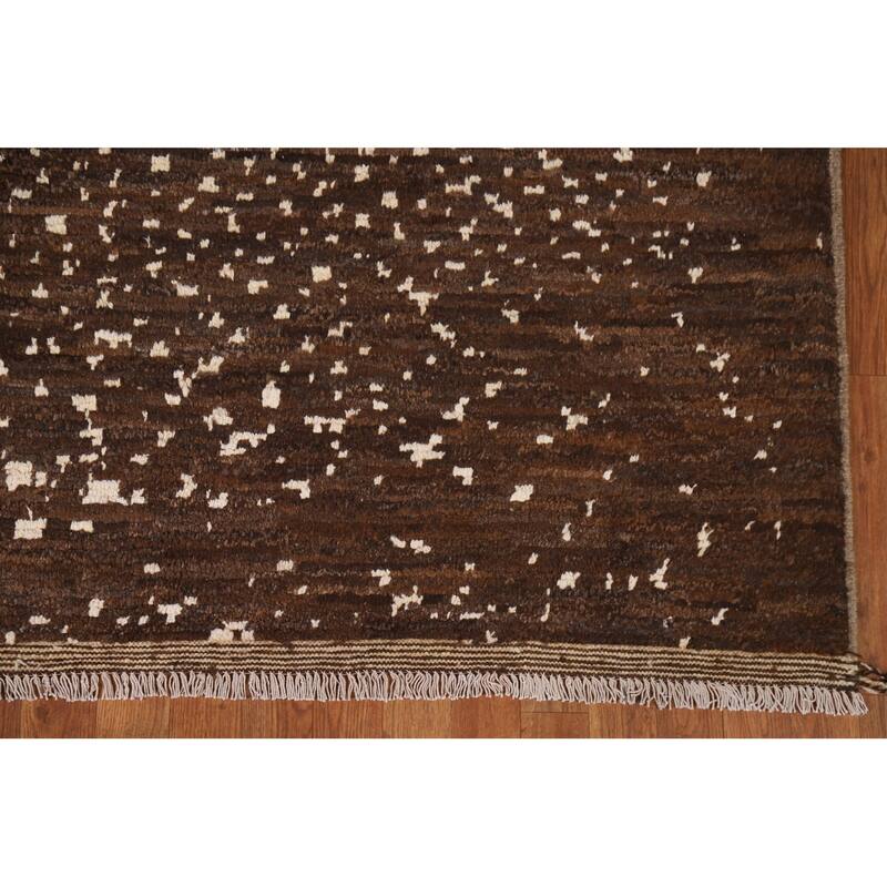 Hand Knotted Oriental 100% Wool Carpet Tribal Tribal Brown Moroccan Area Rug - 8' 2'' X 5' 8''