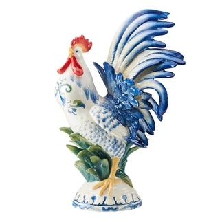 Fitz and Floyd Sicily Blue Rooster Figurine, 20.5 Inch