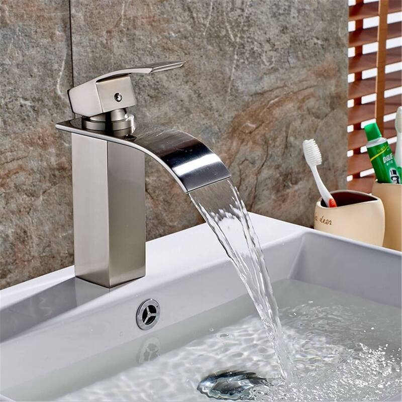 Waterfall Bathroom Sink Faucet Single Hole Bathroom Faucets One Handle Modern Basin Vanity Taps With Valve