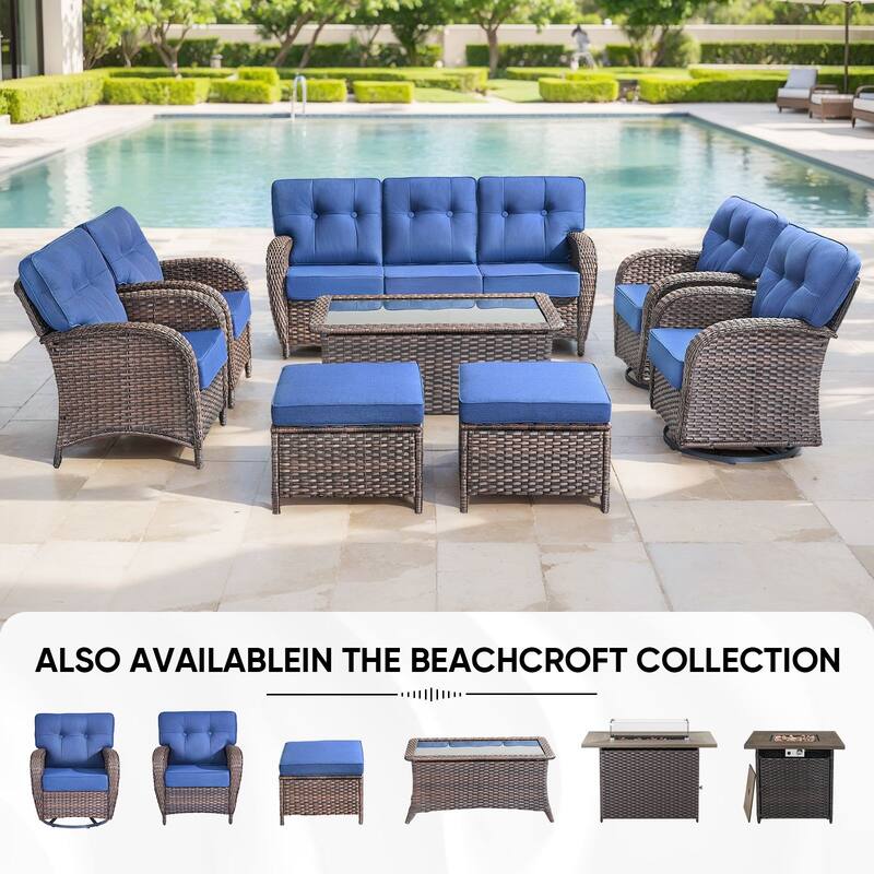 Pocassy 5 Piece Ooutdoor Sofa with Patio Chair Table