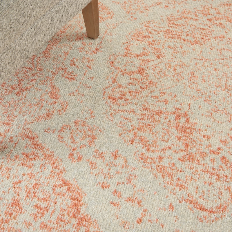 Nourison Tranquil Persian Medallion Pink/Ivory Area Rug