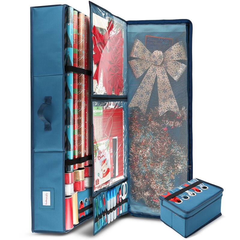 Hearth & Harbor Christmas Wrapping Paper Storage Organizer Container - Under-Bed Storage Box for Holiday Storage & Accessories