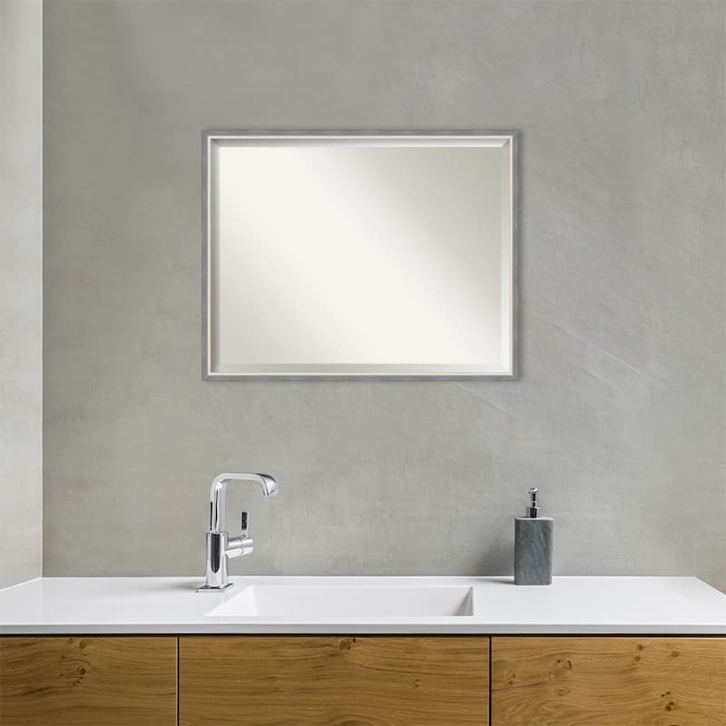 Theo Narrow Beveled Wood Framed Bathroom Vanity Wall Mirror