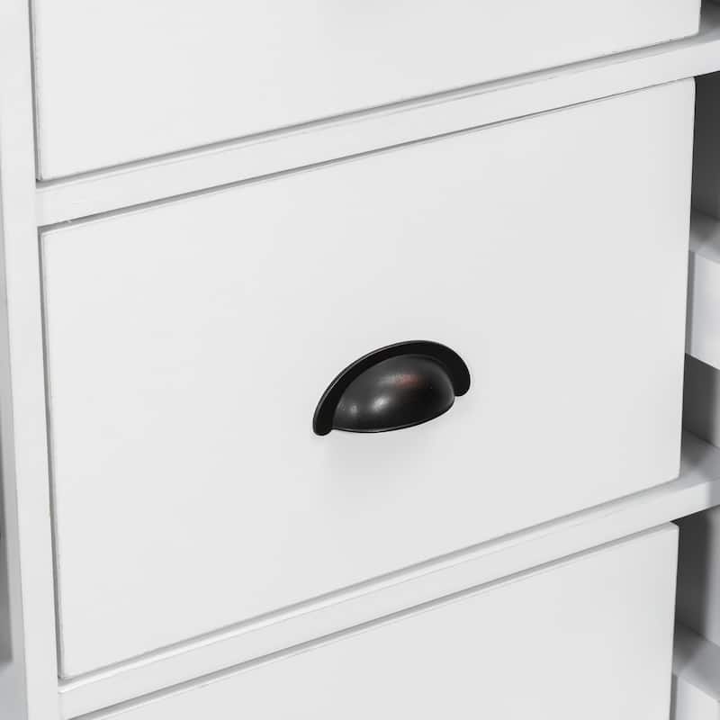 72" Shaker Style Kitchen Pantry Cabinet with Drawers, Freestanding Storage Cupboard with Pull-Out Trays