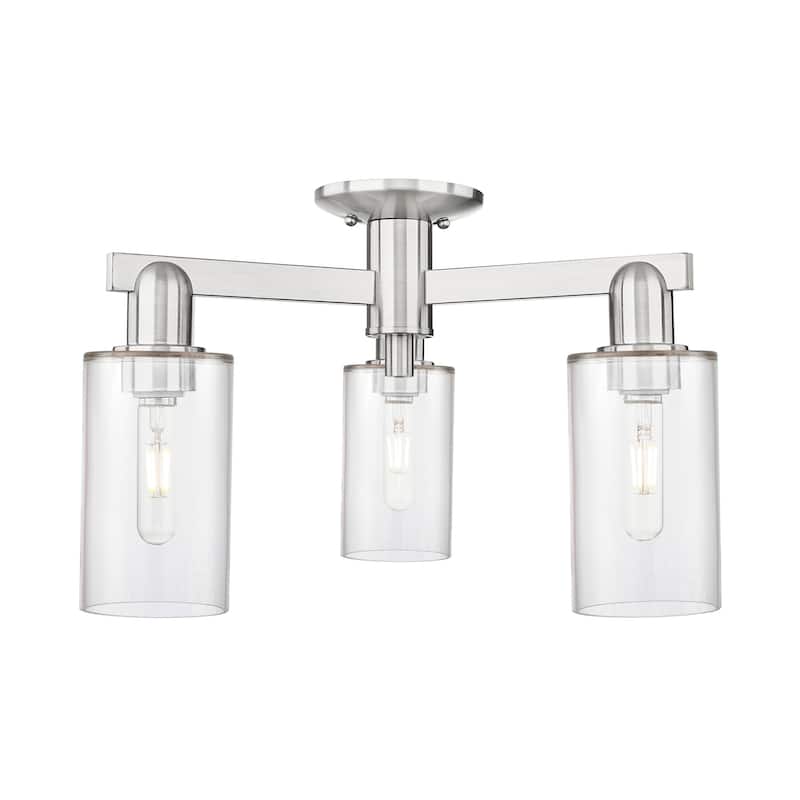 Innovations Lighting 716-3F-11-22 Clymer Semi-Flush Clymer 3 Light 22" - Brushed Satin Nickel / Clear