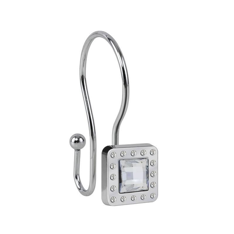 Utopia Alley Double Shower Curtain Hooks for Bathroom, Crystal Design, Set of 12
