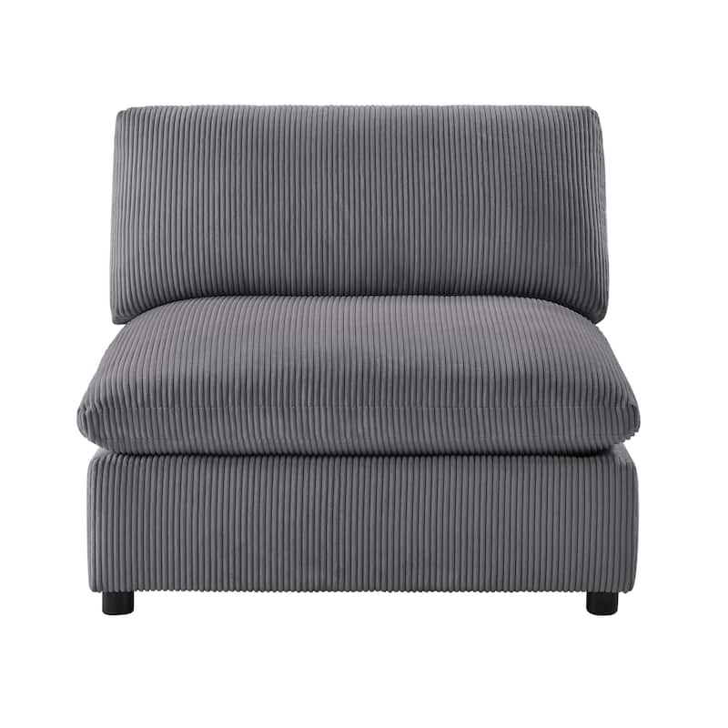 Cambrai Armless Slipper Accent Chair by Greyson Living - Charcoal Corduroy