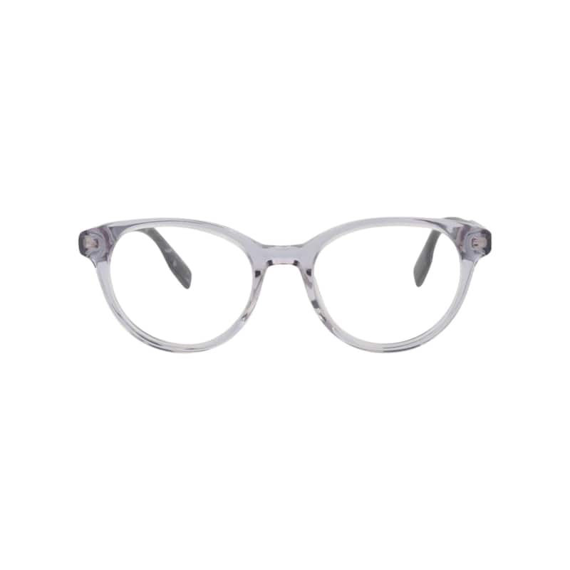 McQ Alexander McQueen Round-Frame Acetate Optical Frames, Transparent Lens, Shiny Transparent Gray Frame