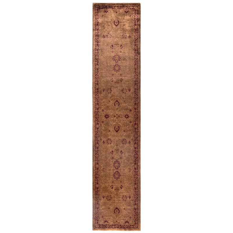 Overdyed One-of-a-Kind Hand-Knotted Runner Rug - Brown - 2' 6" x 12' 2"
