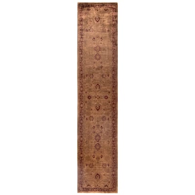 Overdyed One-of-a-Kind Hand-Knotted Runner Rug - Brown - 2' 6" x 12' 2"
